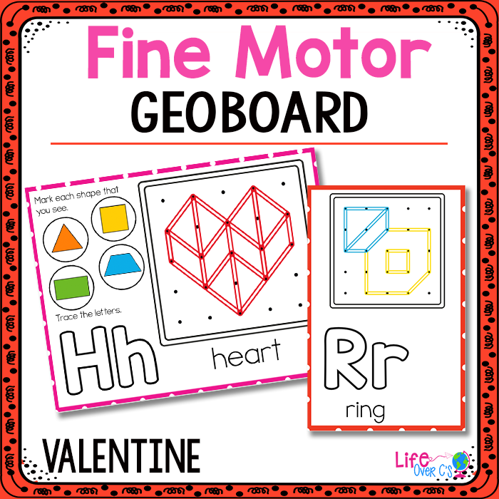Valentine's Day fine motor geoboard activity