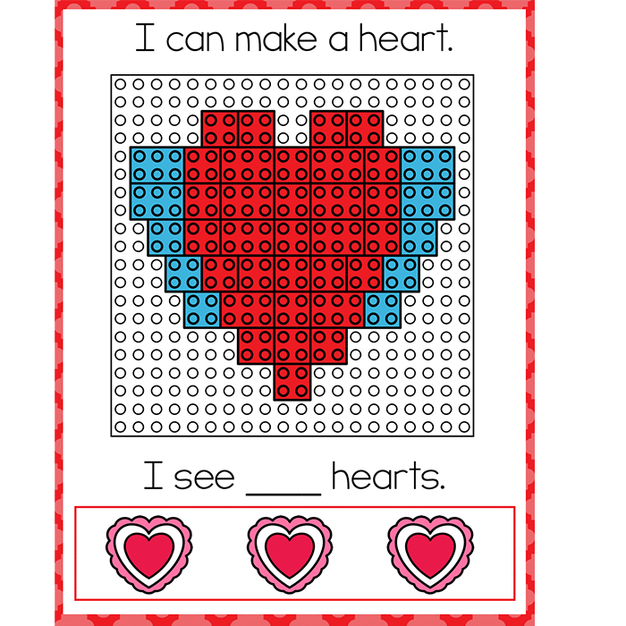 Building brick LEGO mats with Valentine's Day theme