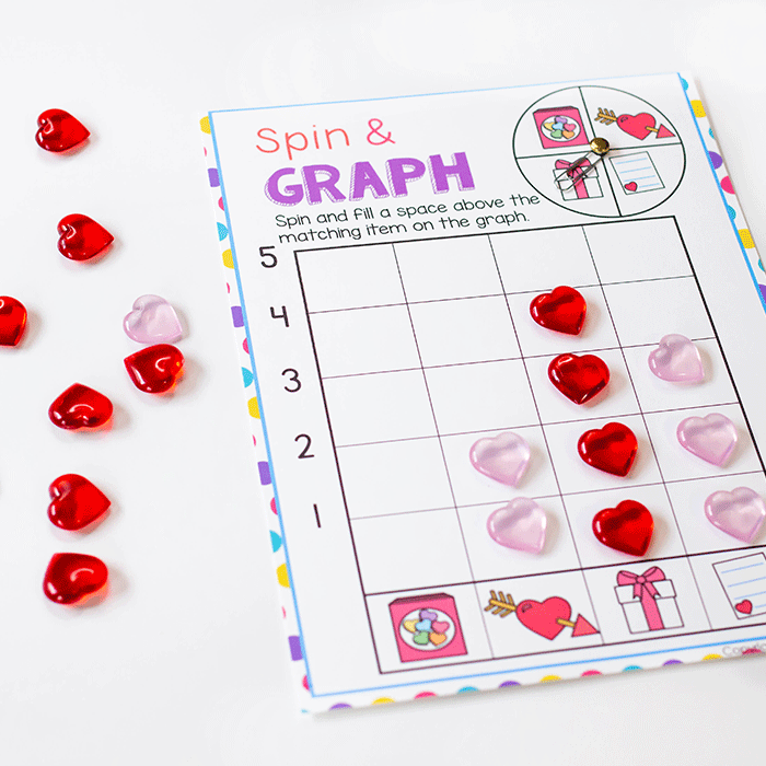 Spin and graph Valentine math activity