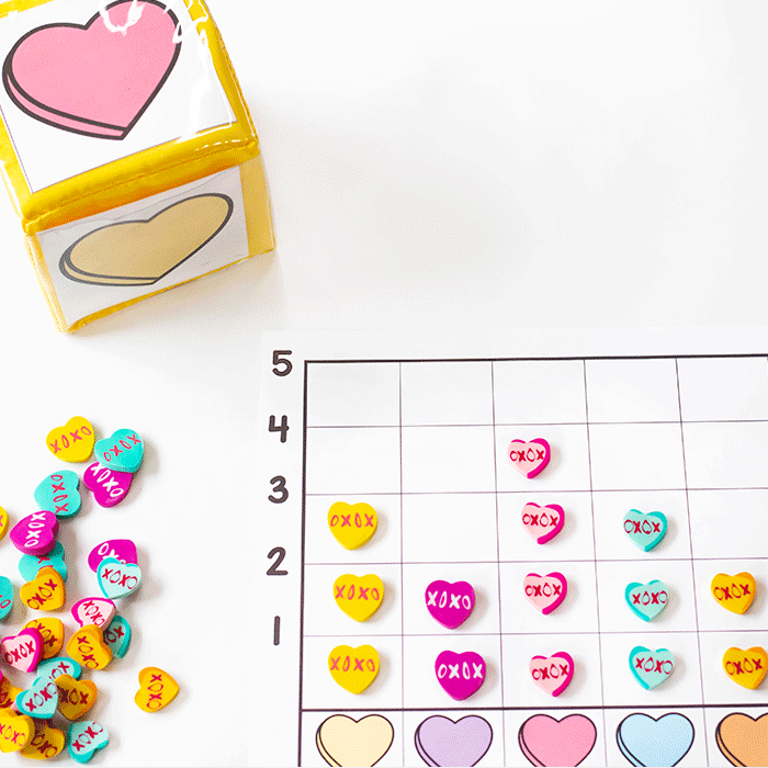 Valentine math bundle for math centers graphing