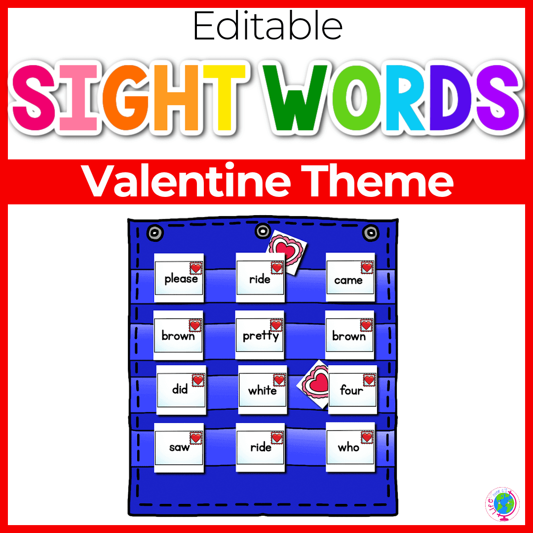 Sight Word Editable Hide & Seek Pocket Chart Cards | Valentine Theme