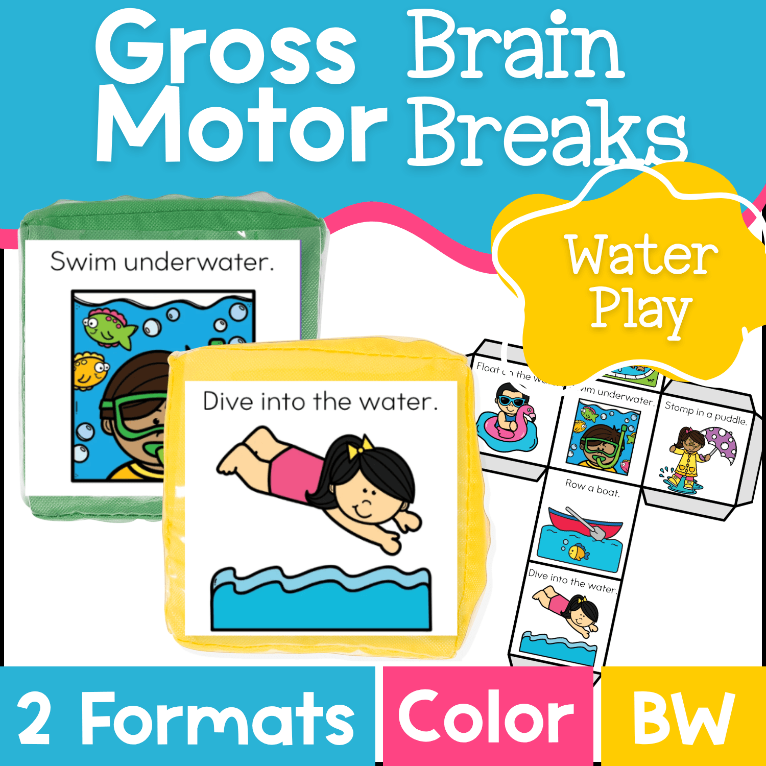 Brain break water play charades cube