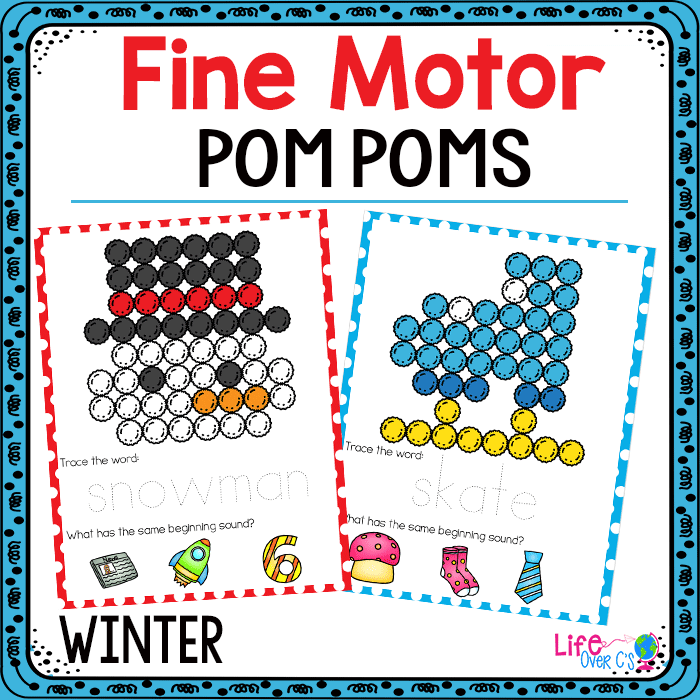 Fine Motor Mats Pom Poms: Winter