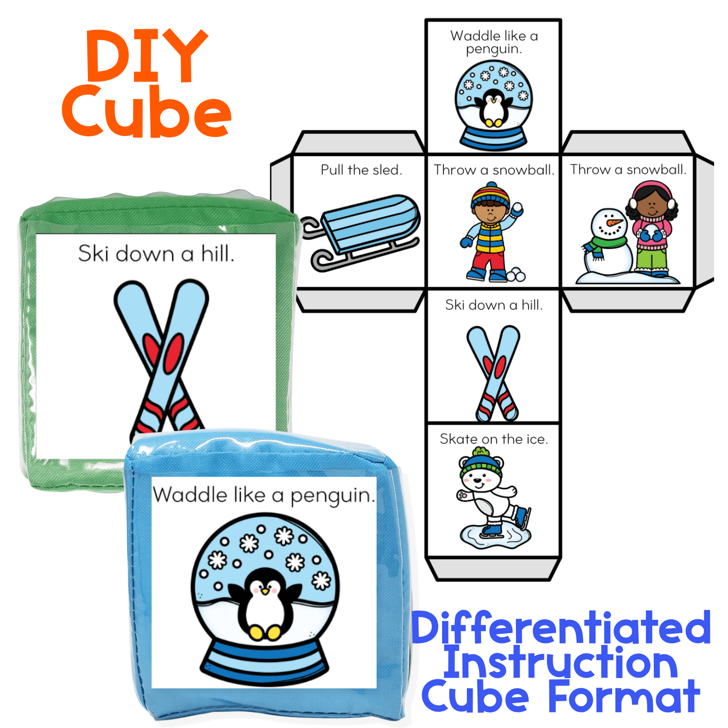 Winter gross motor brain break activity with two printing formats