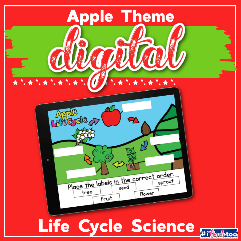 Digital life cycle science activity with apple theme