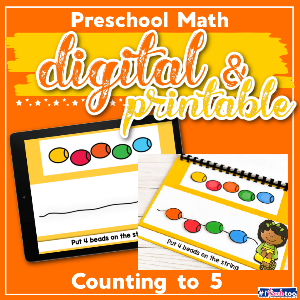 Bead counting to 5 digital and printable preschool math activity