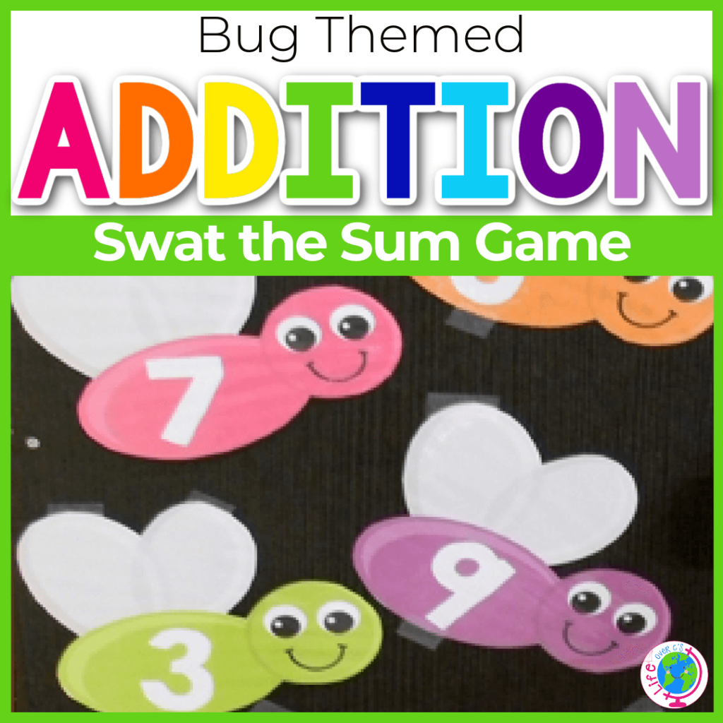Bug themed addition swat the sum game