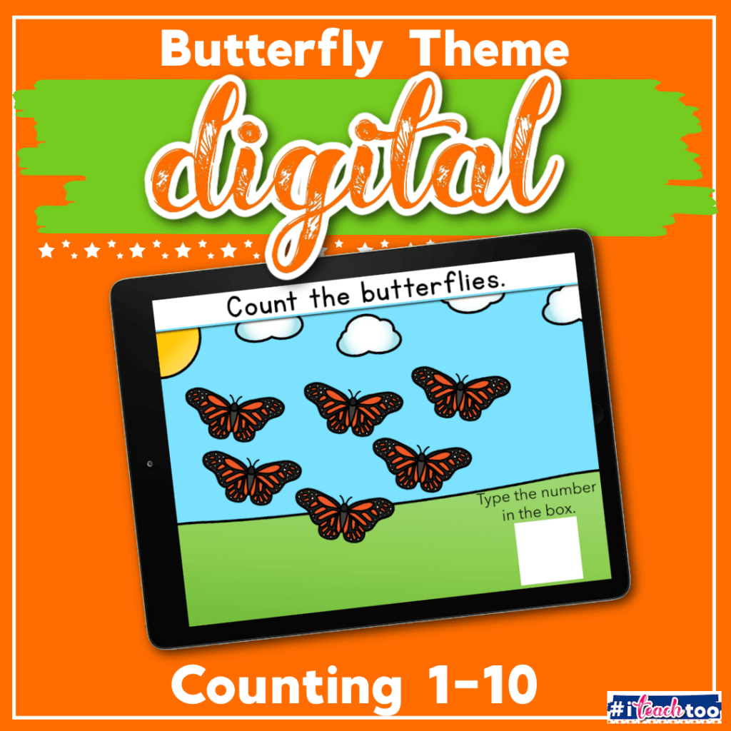 Butterfly themed 1-10 counting activities for digital classroom