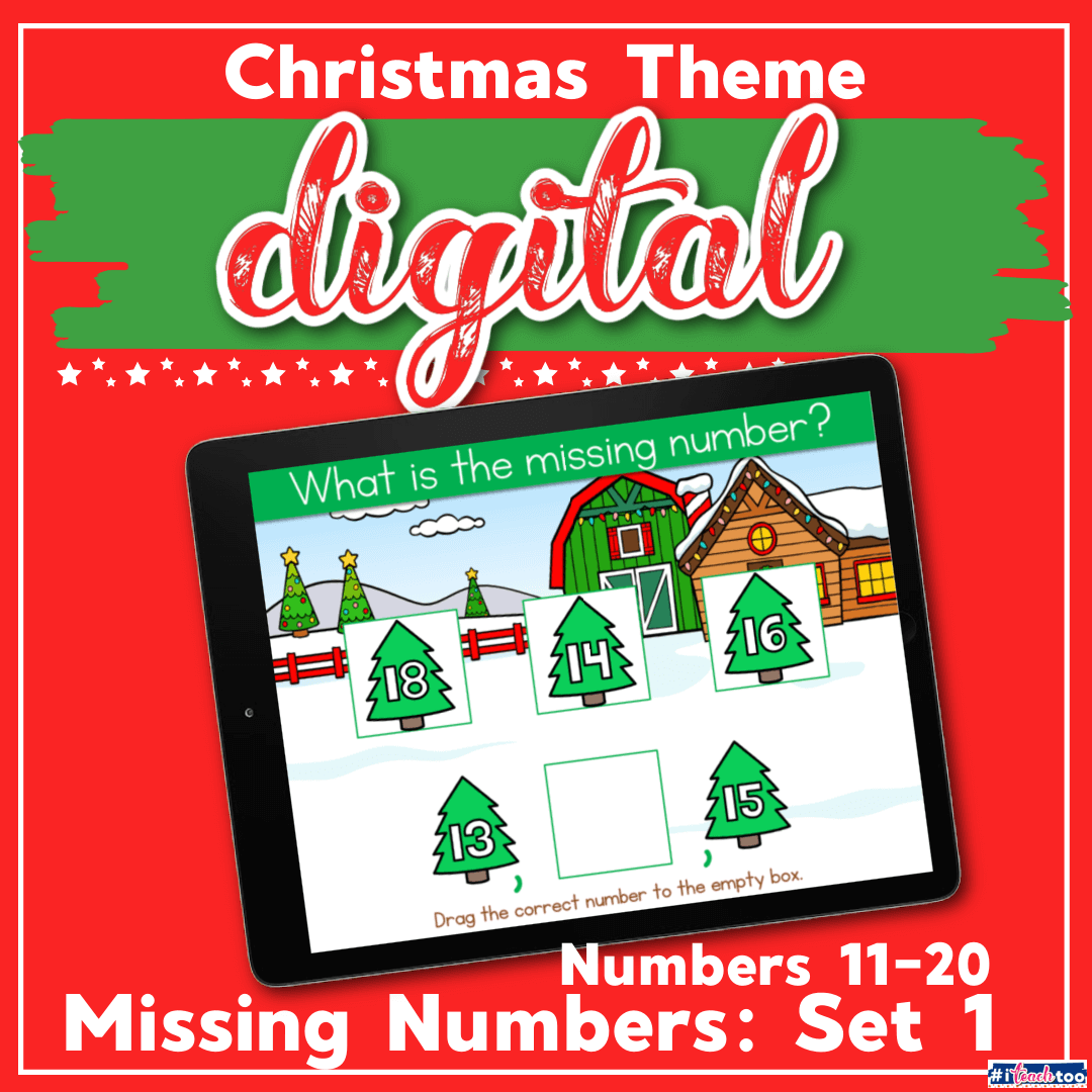 Missing numbers 1-10 Christmas digital math activity