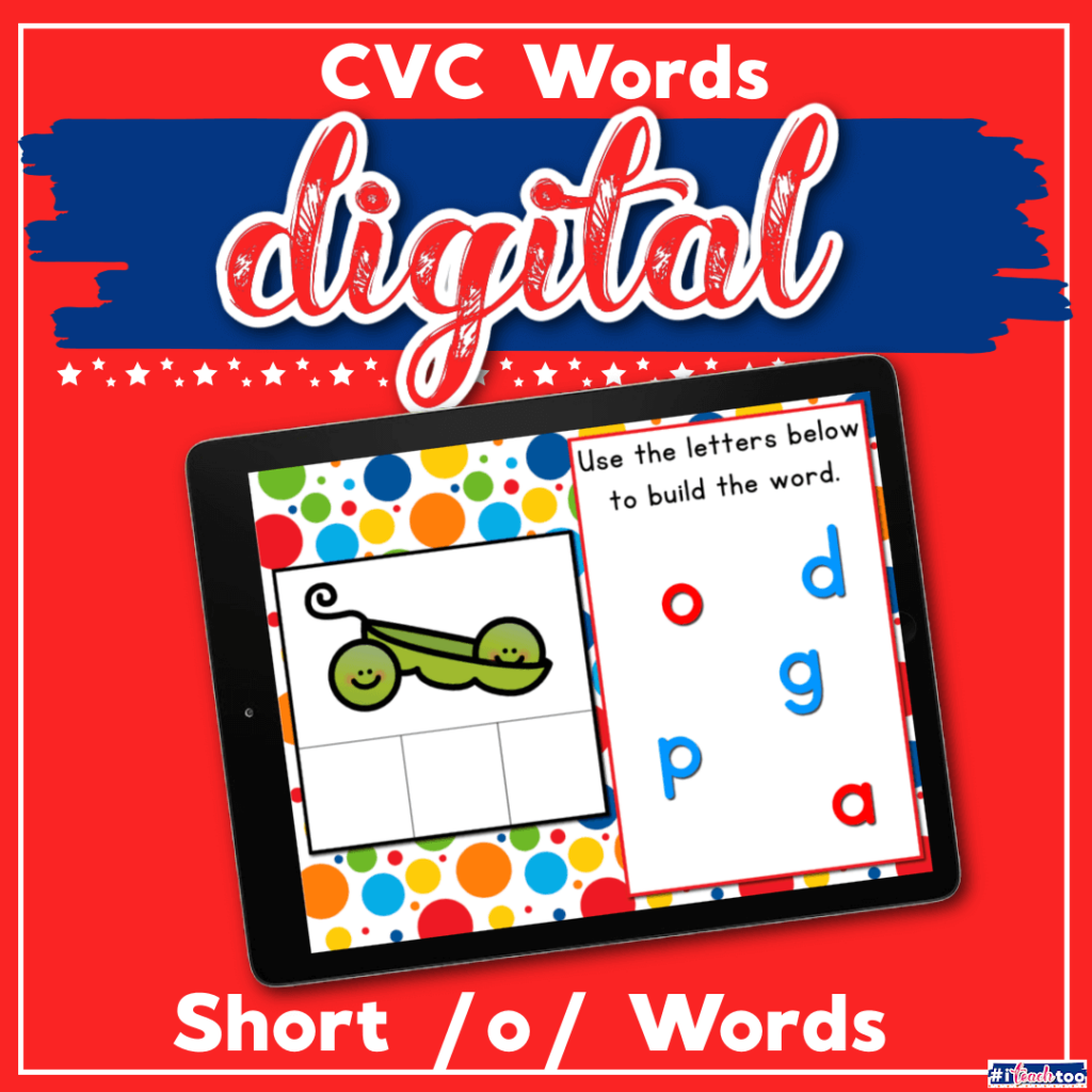 Short O CVC words for digital activities