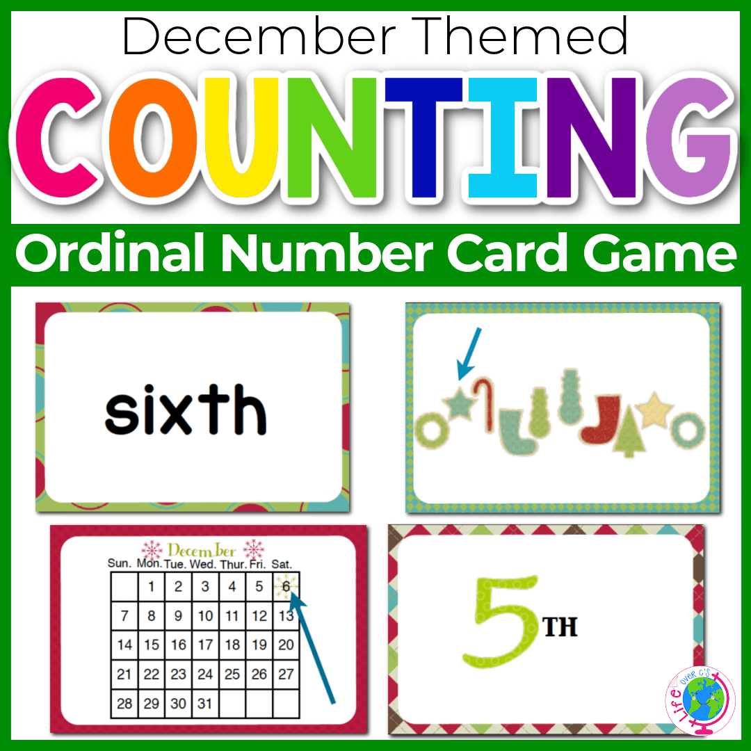Ordinal Numbers Card Game Slap-It! Christmas Theme
