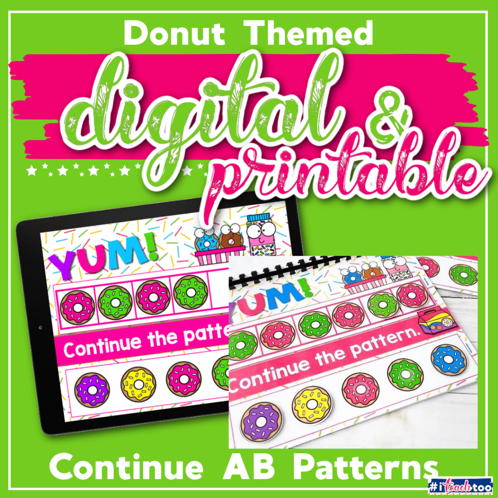 Donut themed continue AB patterns - digital and printable