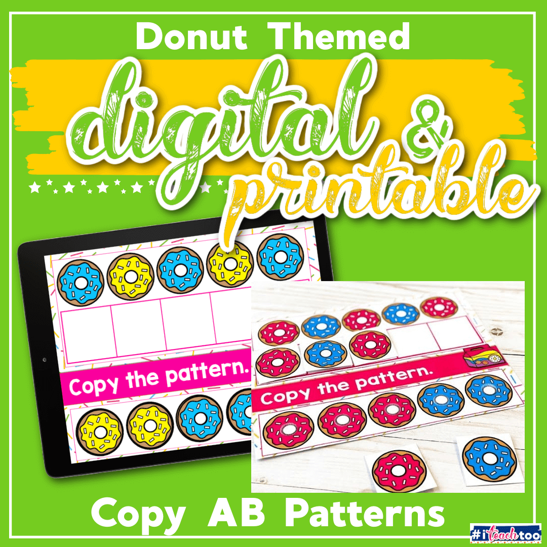 Donut themed copy AB patterns - digital and printable