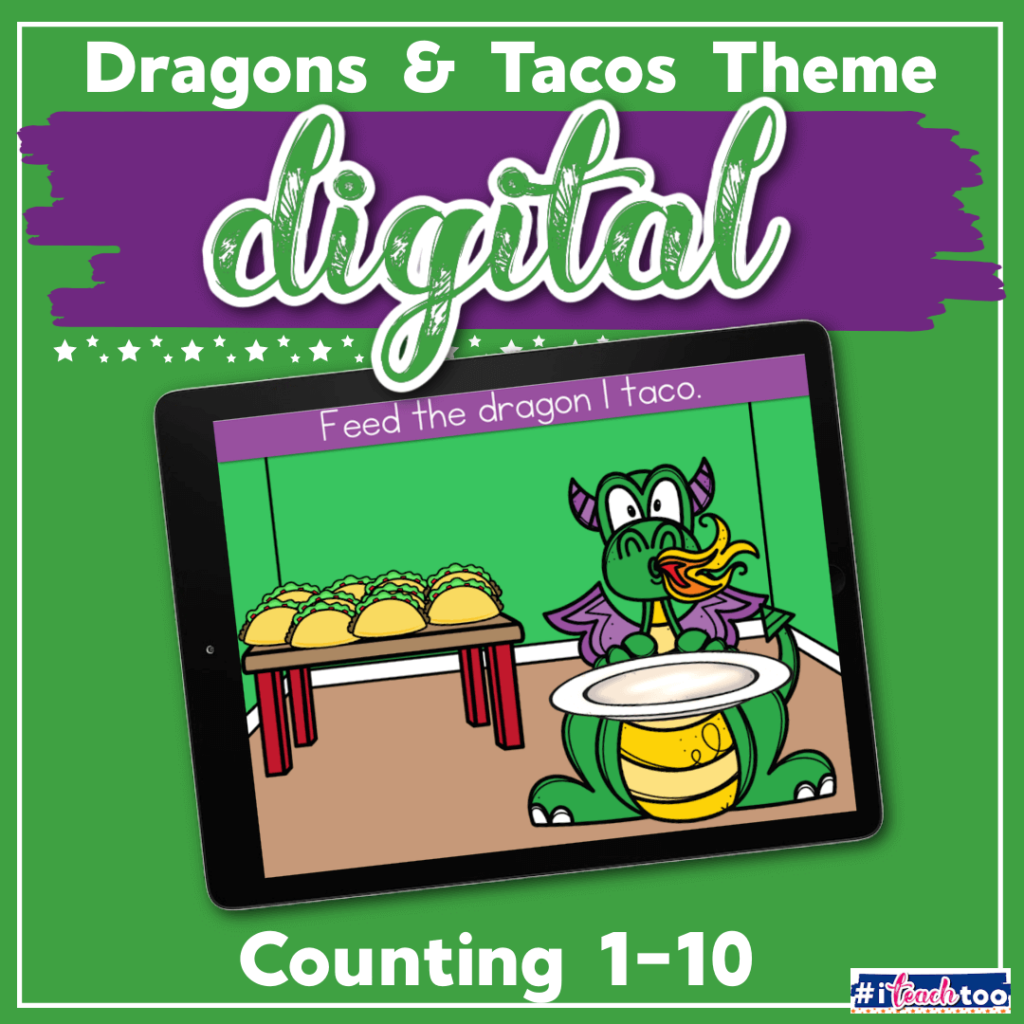 Dragons and tacos counting 1-10 digital math activities
