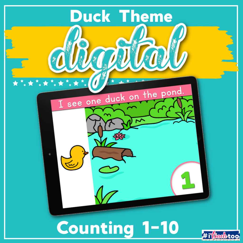 Duck theme digital activity for numbers 1-10