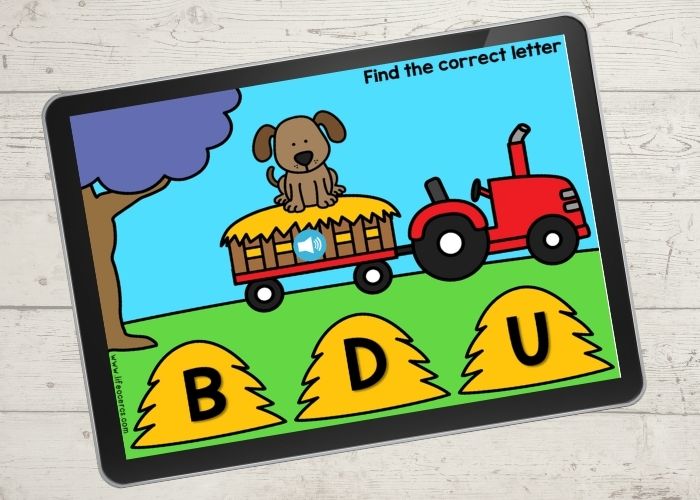 Farm themed alphabet recognition digital activity