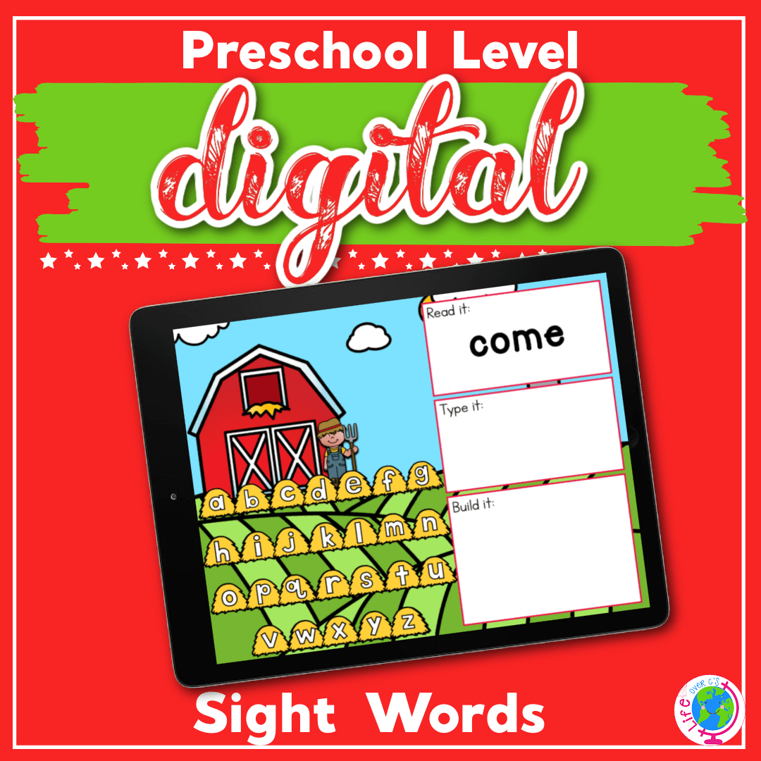 Digital Preschool Sight Words: Farm Theme