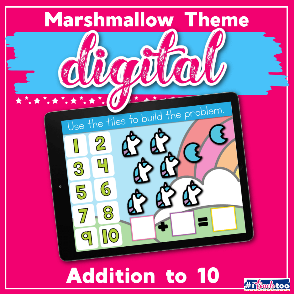 Marshmallow themed digital activities addition to 10