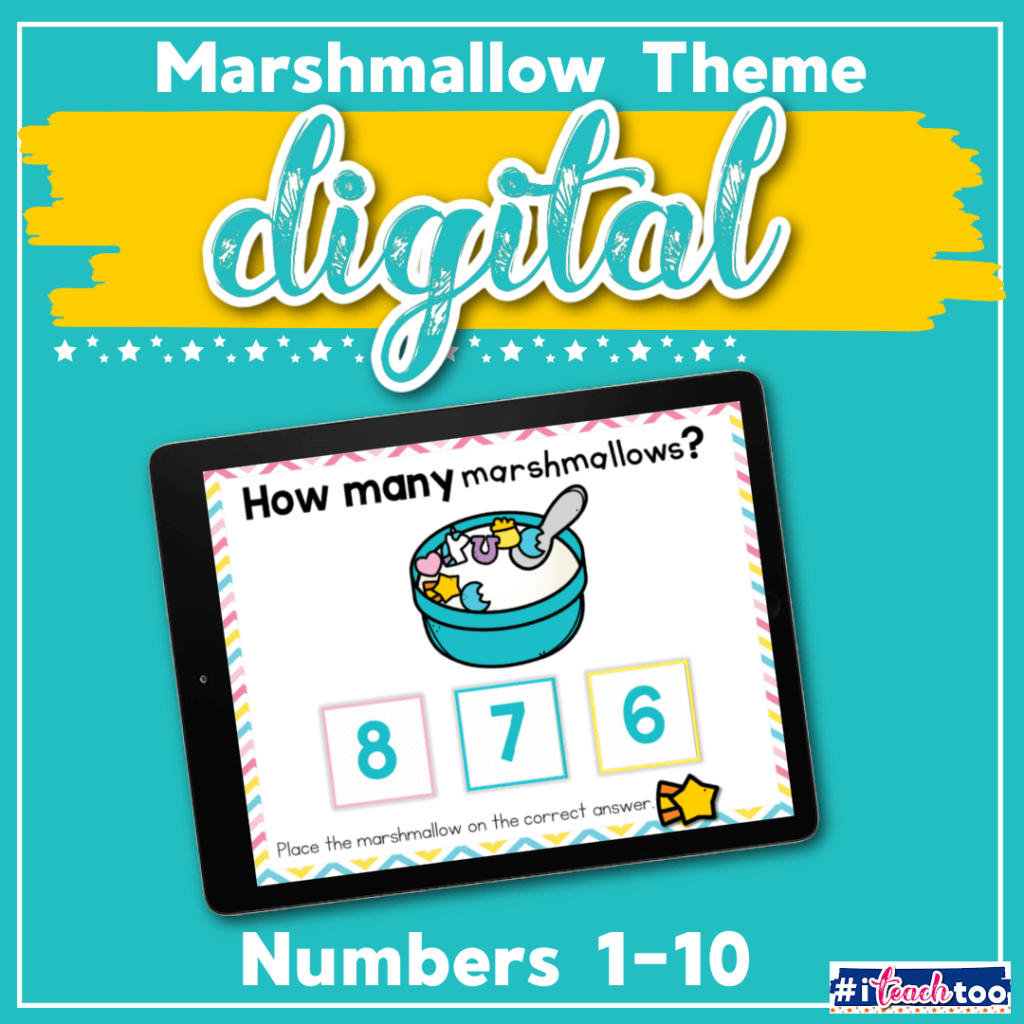 Numbers 1-10 marshmallow counting activities for digital math centers