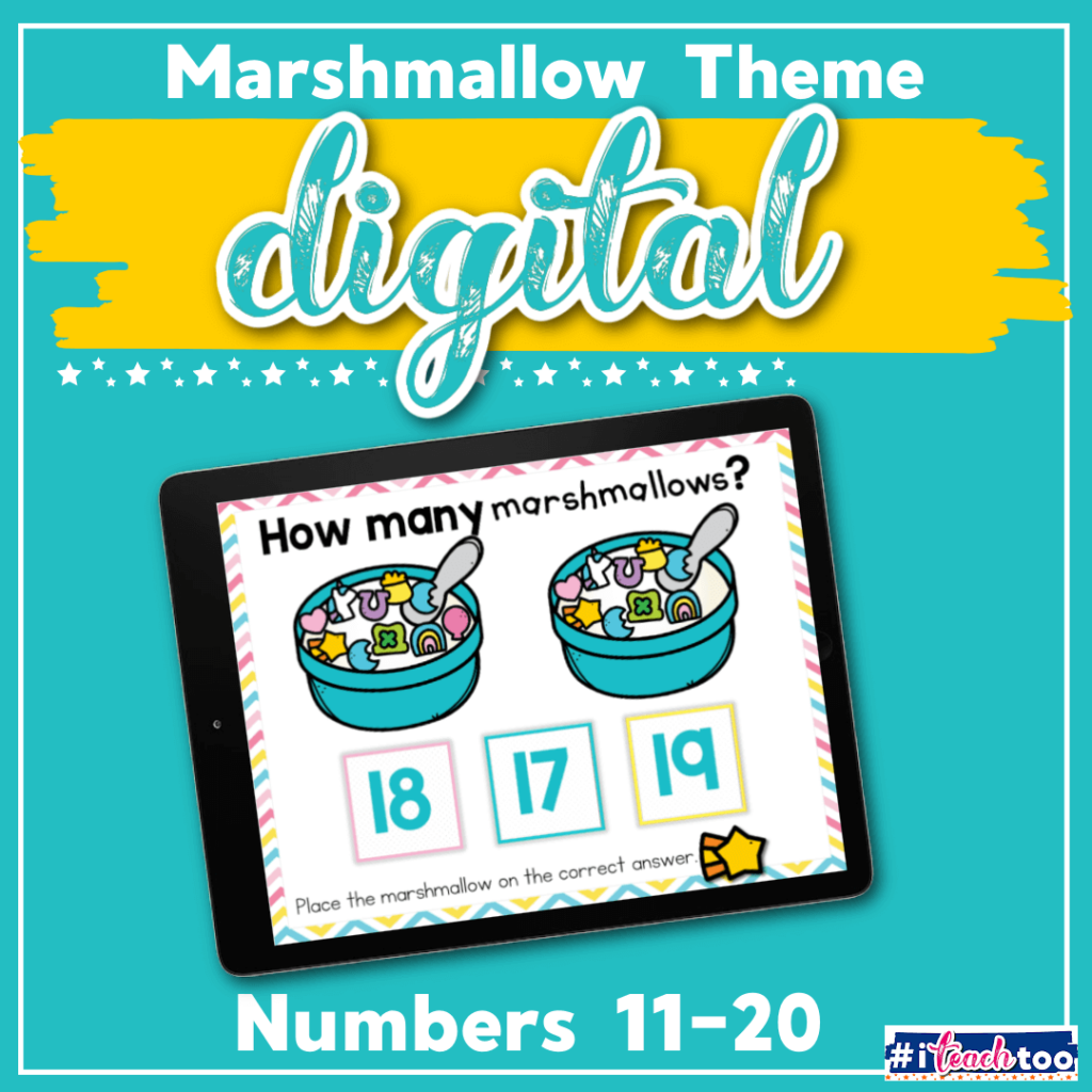 Numbers 11-20 marshmallow counting activities for digital math centers