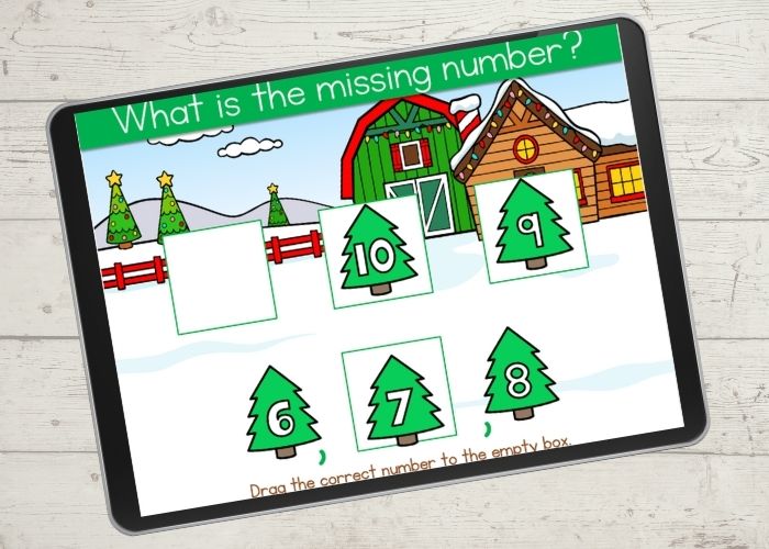 Numbers 1-10 prek Christmas digital math