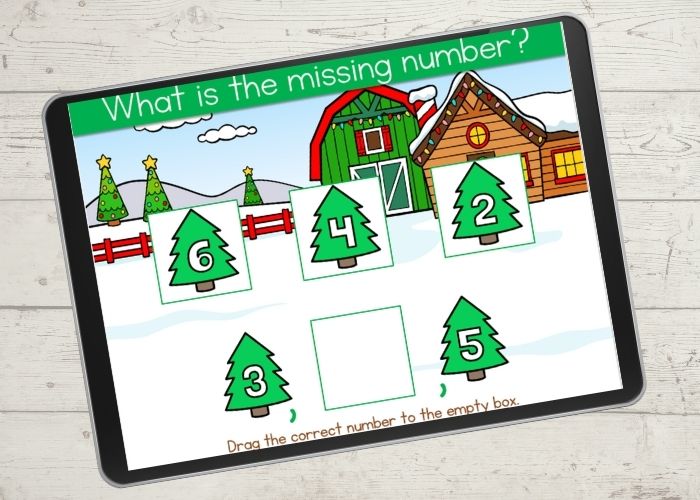 Christmas winter digital math with numbers 1-10