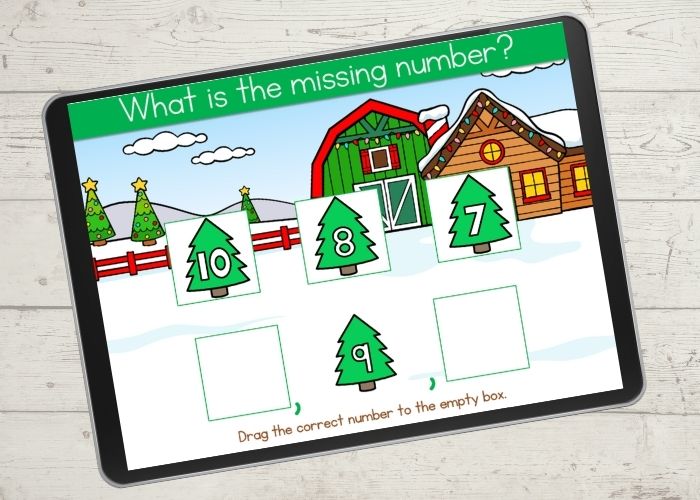 missing numbers 1-10 Christmas digital math activity