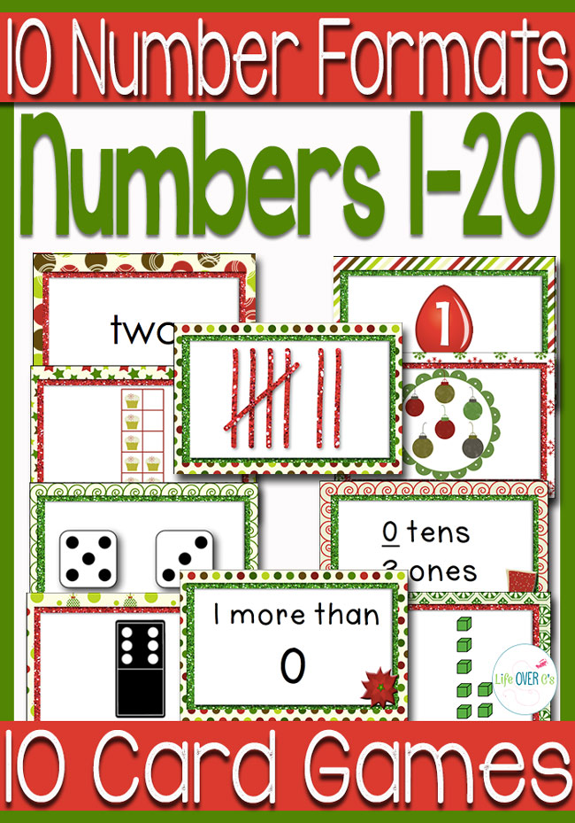 Numbers 1-20 Christmas themed card games