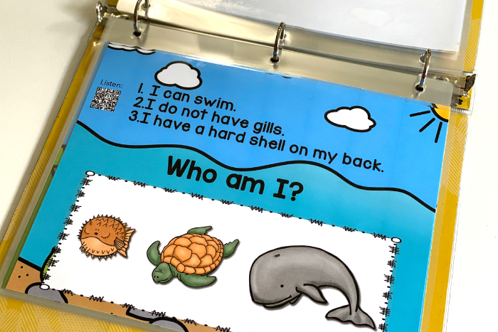 Ocean animal themed "who am I" riddles with digital and printable