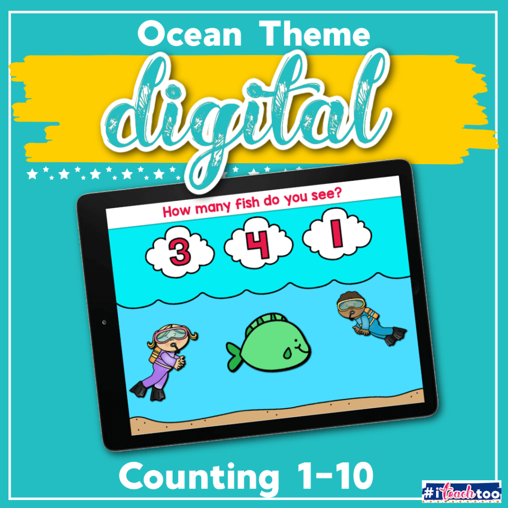 Ocean theme counting 1-10 digital math