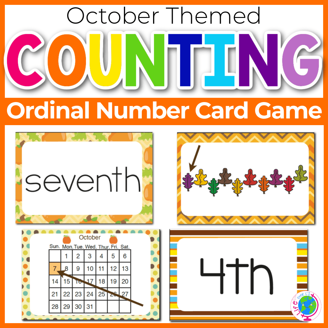 Ordinal Numbers: 1st-10th “Slap-It!” card game math center October Theme