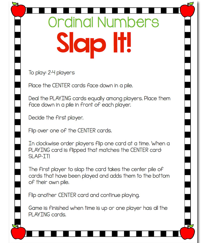 Slap it! Ordinal counting game with September fall theme