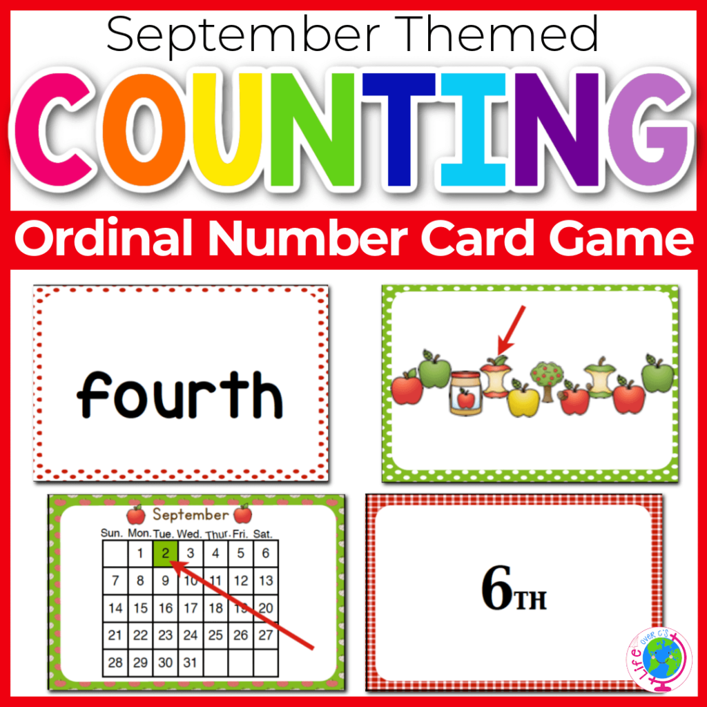 September themed counting ordinal numbers game