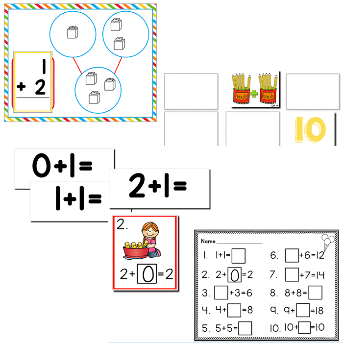 Simple addition preschool and kindergarten math activities