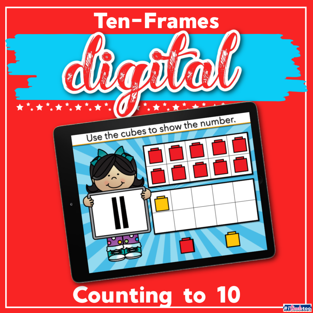 Digital ten-frames counting to 10 math activity