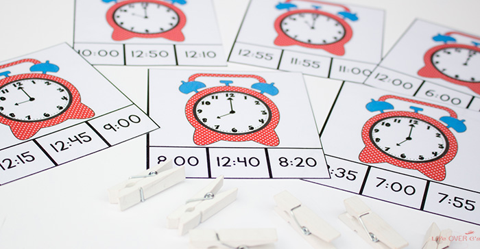 Time clip cards for math centers