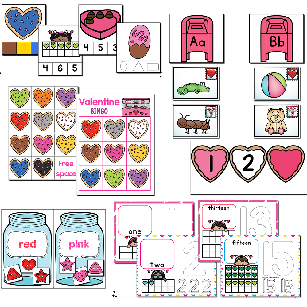 Preschool Valentine's theme math and literacy activities