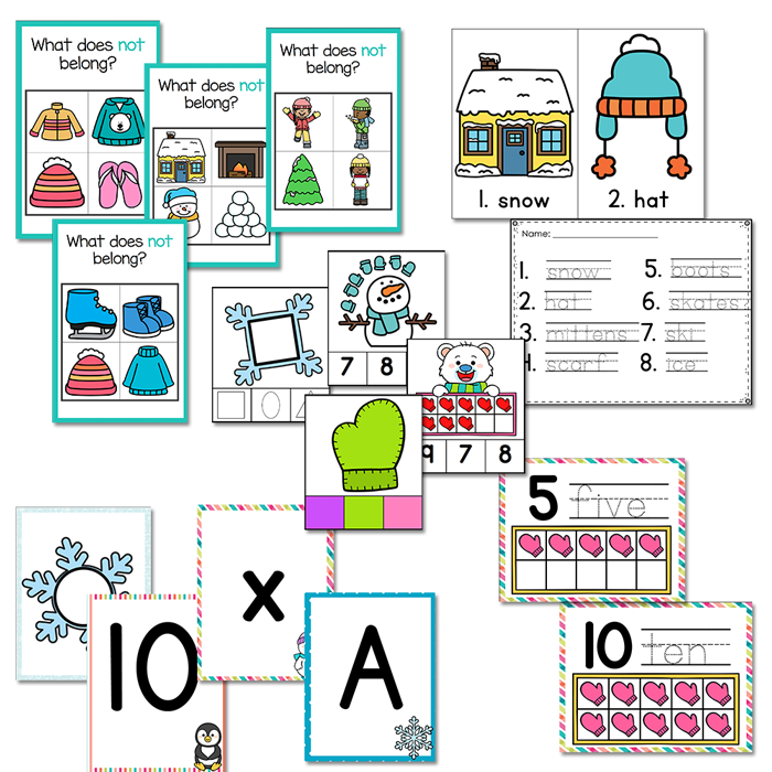 Winter themed math and literacy activities for preschool