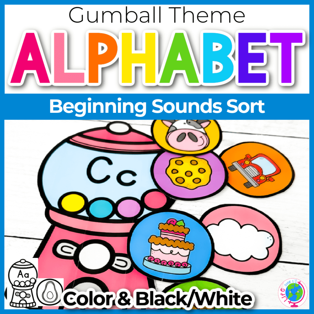 gumball theme beginning sounds alphabet sort