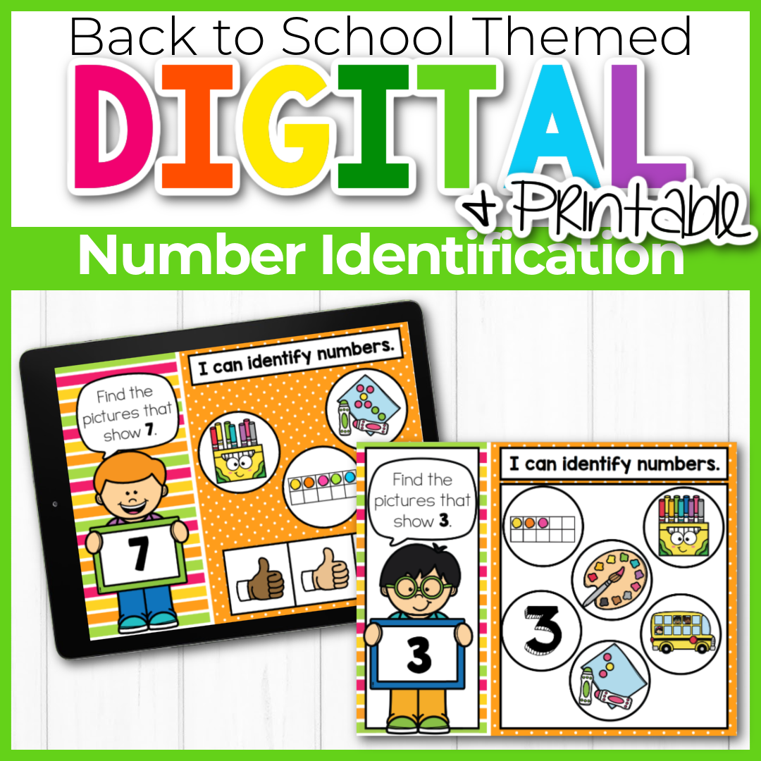 Digital and Printable Number Identification Back to School