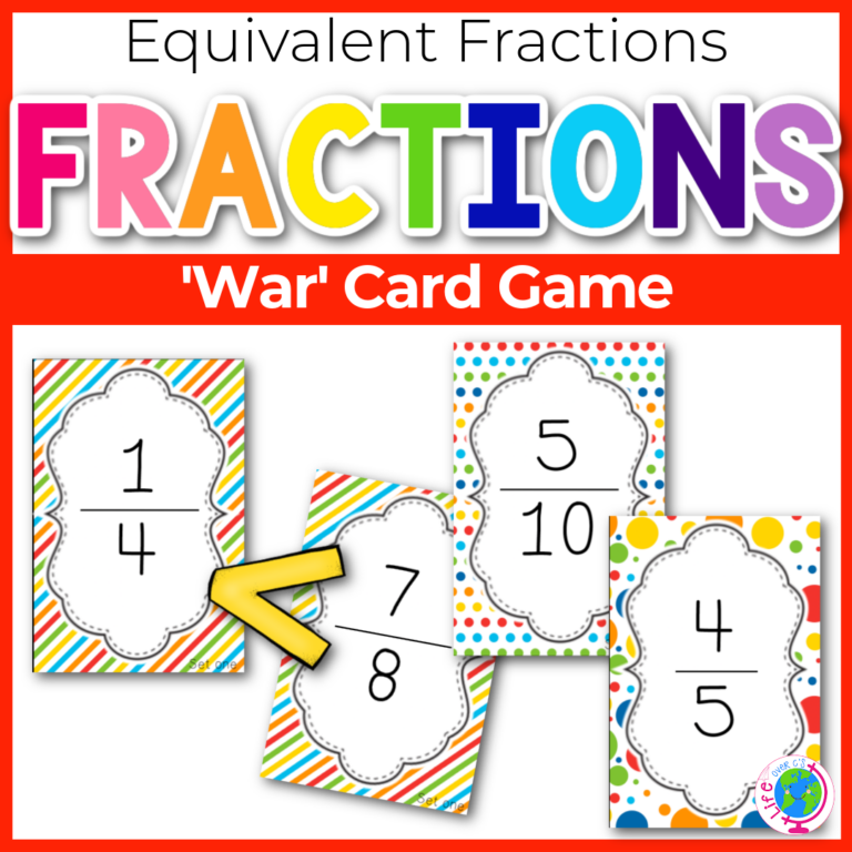 Fraction "War" Card Game Center (Comparing fractions) - Life Over C's Club