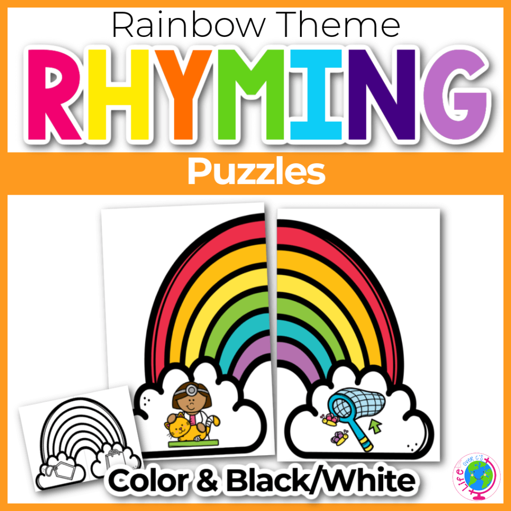 Rainbow rhyme matching puzzles