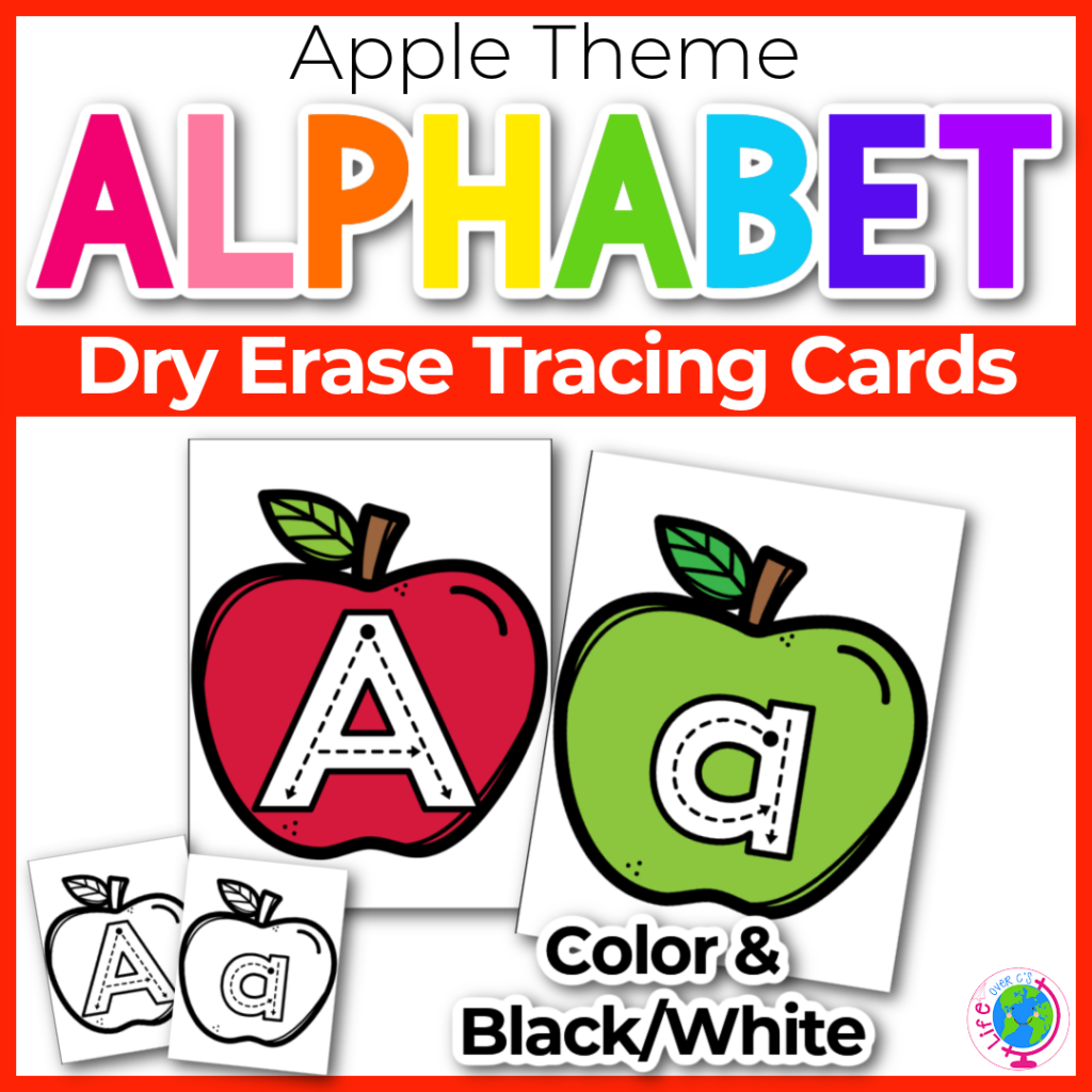 Alphabet writing tray tracing cards for uppercase and lowercase letters.