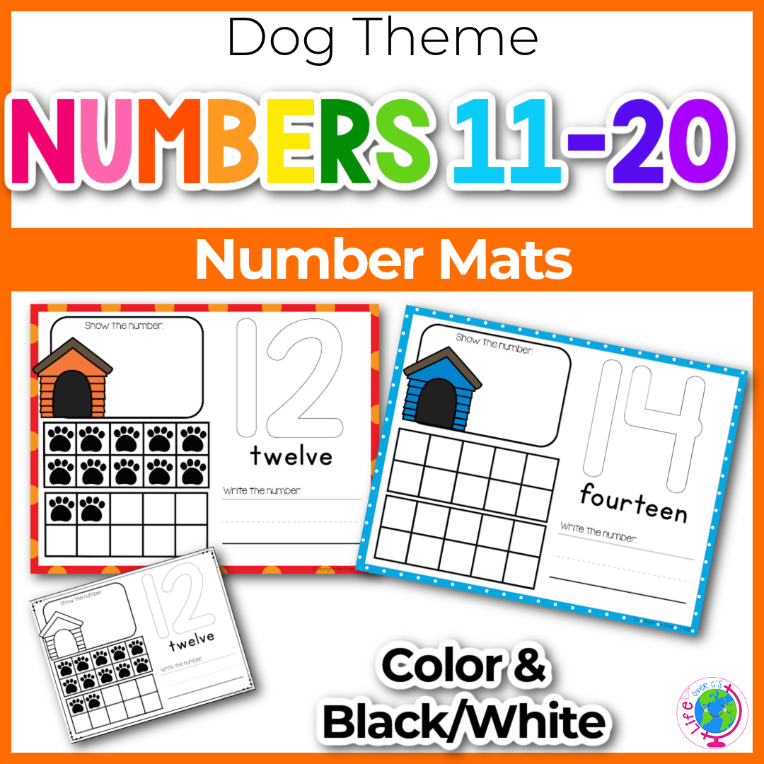 Counting Number Mats 11-20: Dog Theme