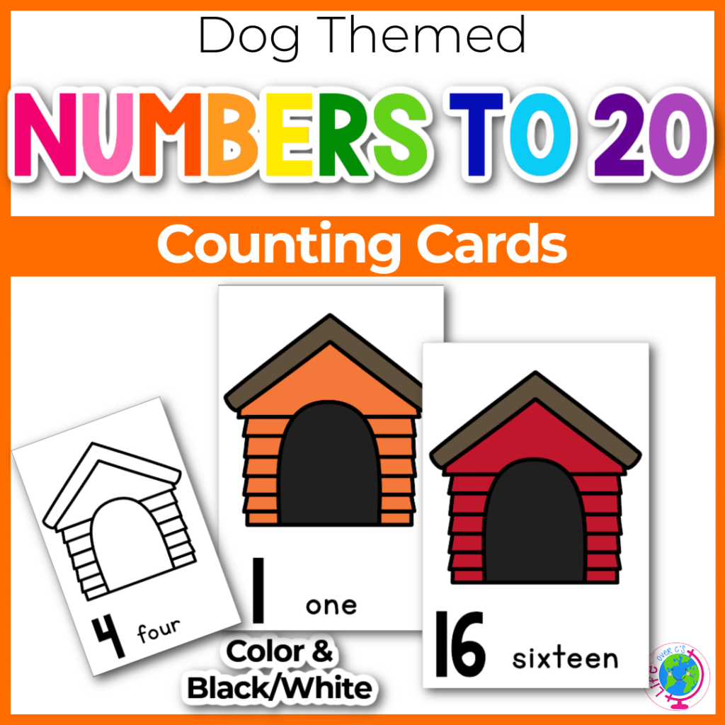 Dog theme counting cards for pet theme math centers