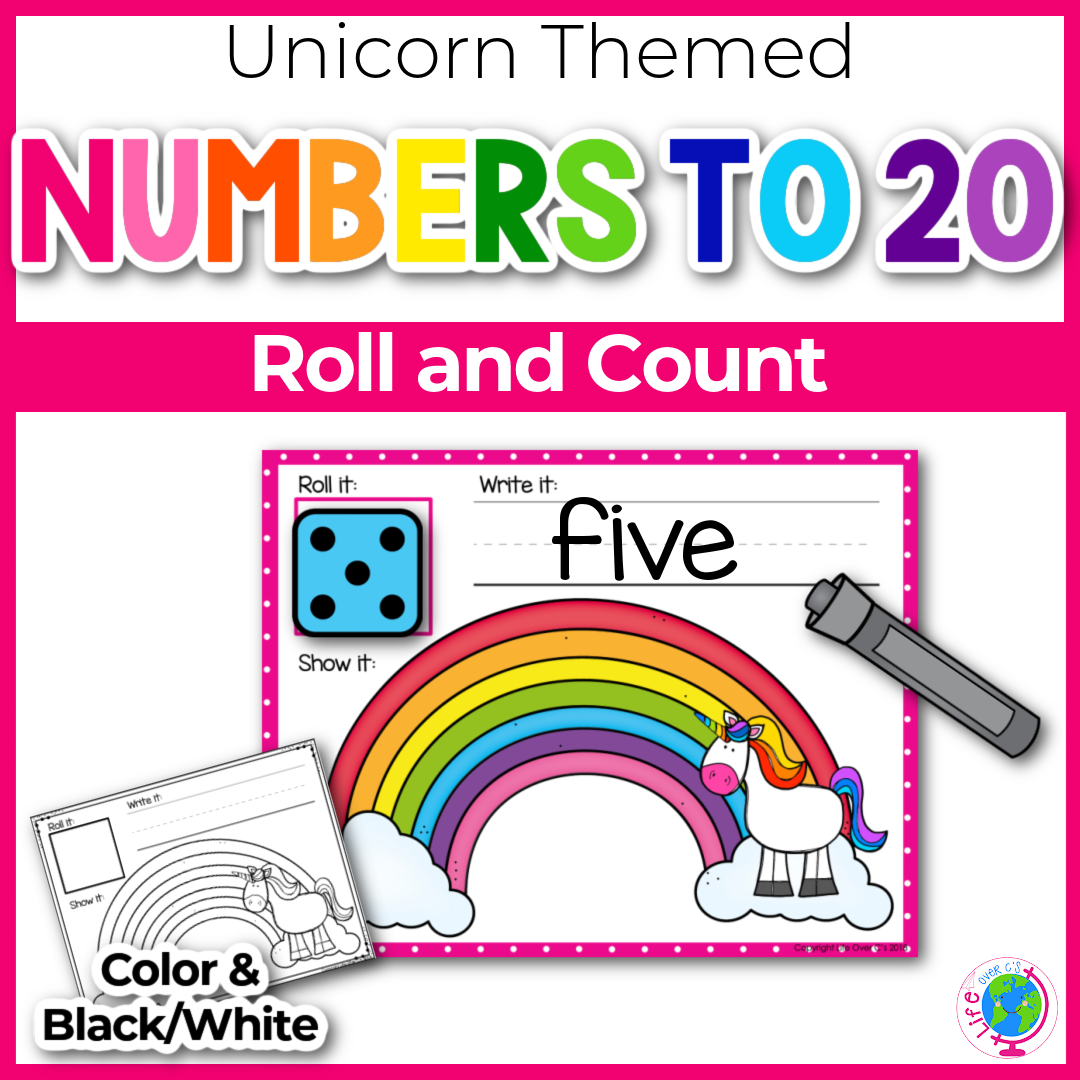 Unicorn theme roll and count game
