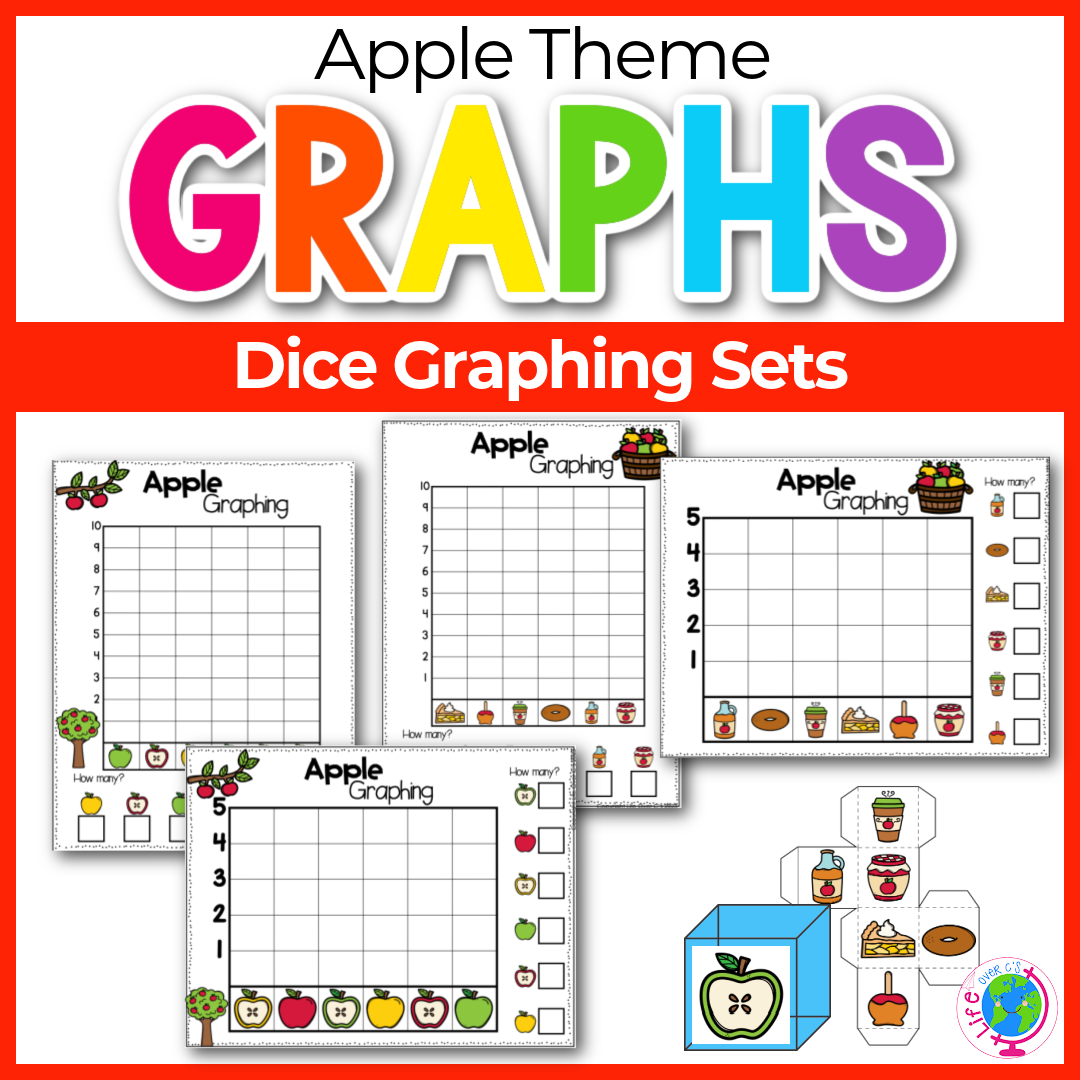 Apple theme graphing dice preschool and kindergarten