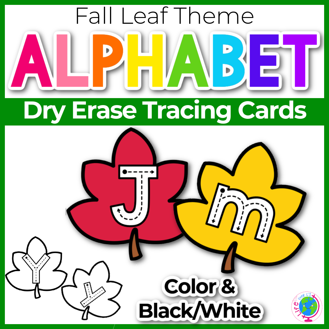 Fall leaves theme uppercase and lowercase letter matching game for preschool and kindergarten fall theme.