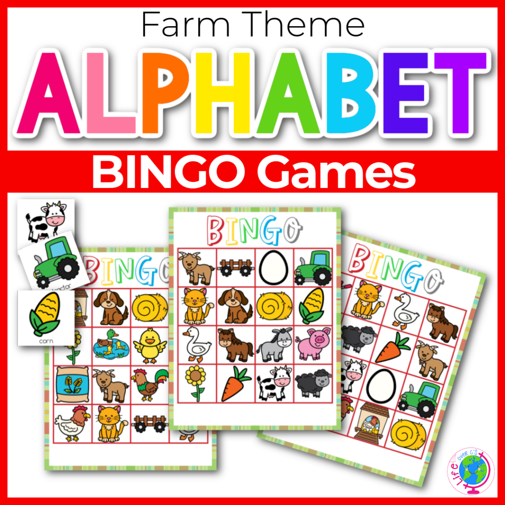 Farm theme BINGO game for kids