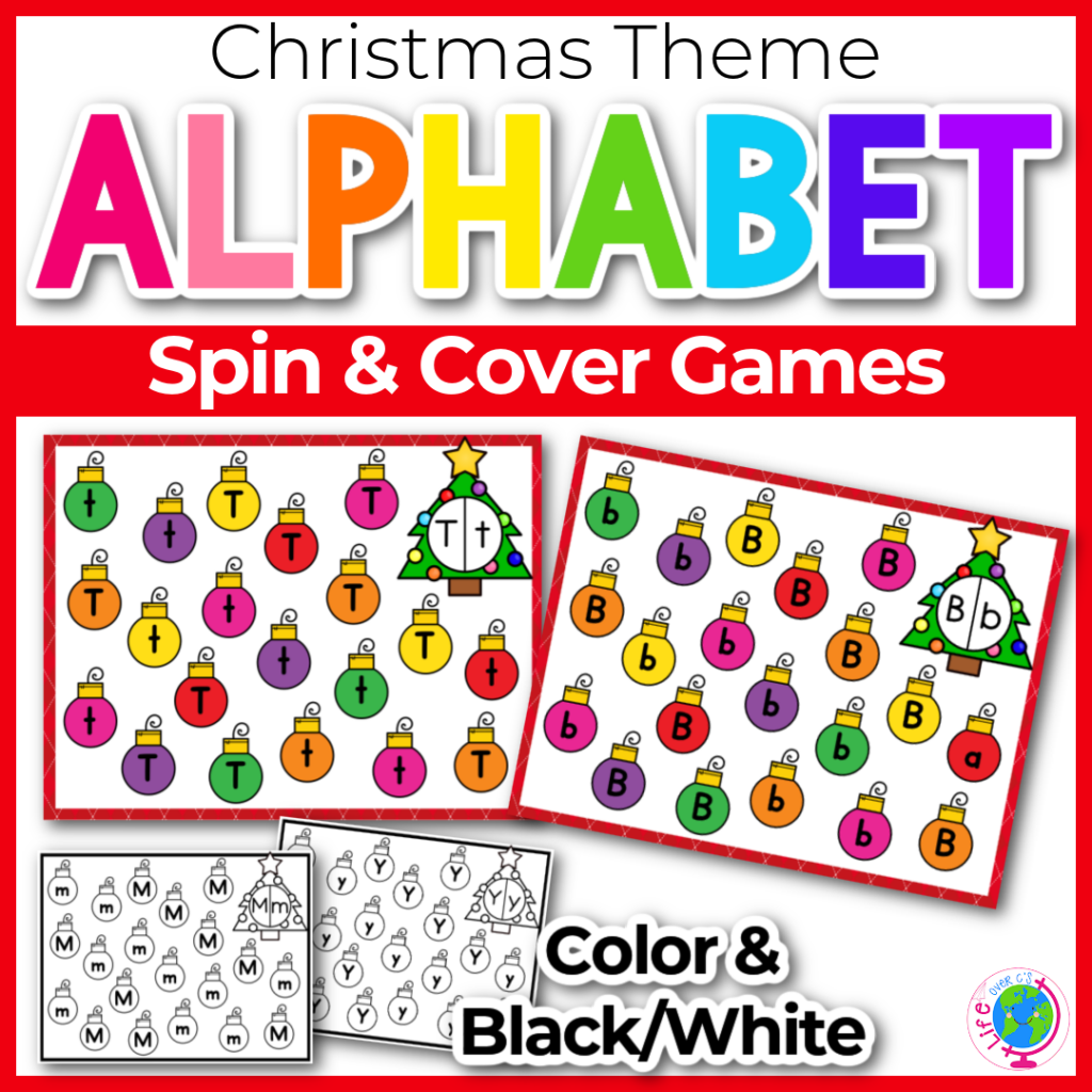 Alphabet spin and cover uppercase and lowercase matching activity